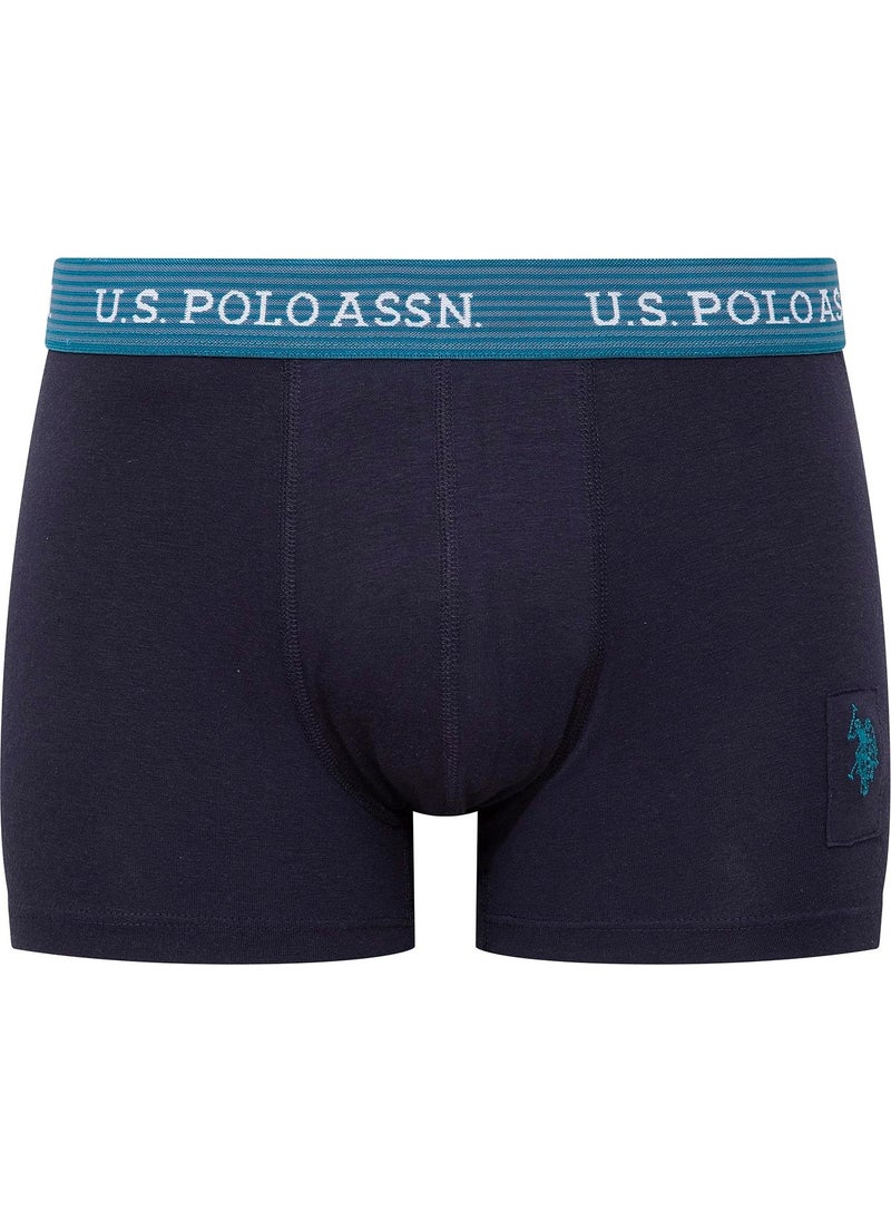 BASE. POLO ASSN. Men's Printed-Navy Blue-Green 3-Piece Boxer 80515