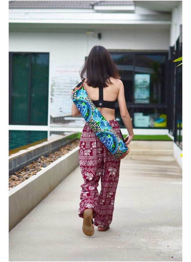 Harem Pants Womens Plus Bohemian Yoga Elephant Beach Casual Printed Drawstring Trousers (Peacock Violet 2XL)