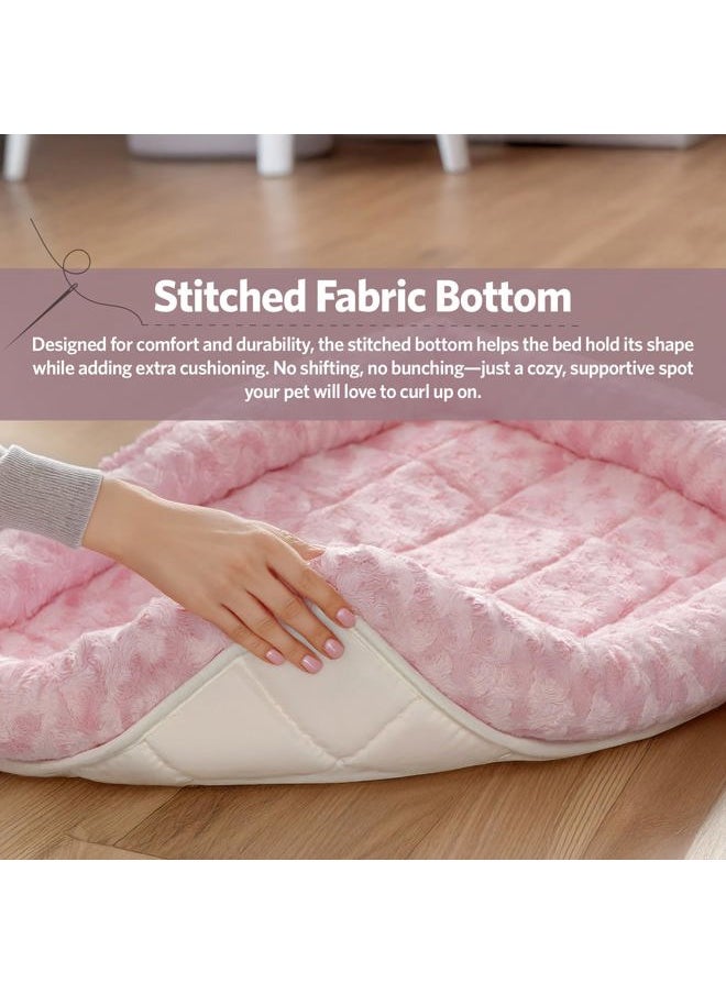 Bolster Dog Bed 18L-Inch Pink Dog Bed or Cat Bed w/Comfortable Bolster | Ideal for Toy Dog Breeds & Fits an 18-Inch Dog Crate | Easy Maintenance Machine Wash & Dry