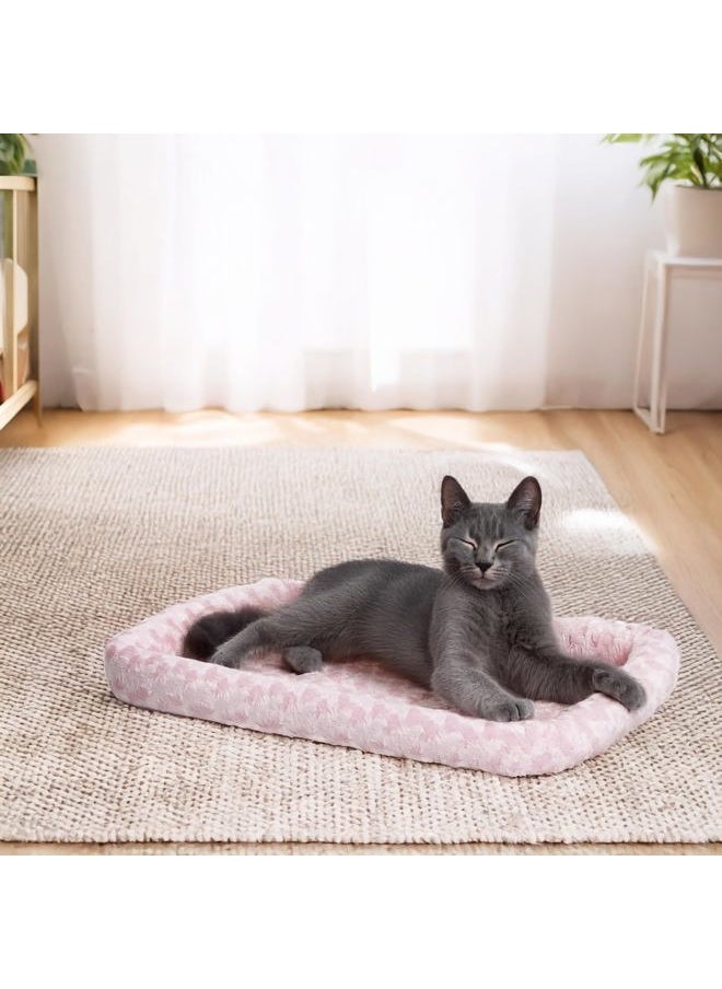 Bolster Dog Bed 18L-Inch Pink Dog Bed or Cat Bed w/Comfortable Bolster | Ideal for Toy Dog Breeds & Fits an 18-Inch Dog Crate | Easy Maintenance Machine Wash & Dry