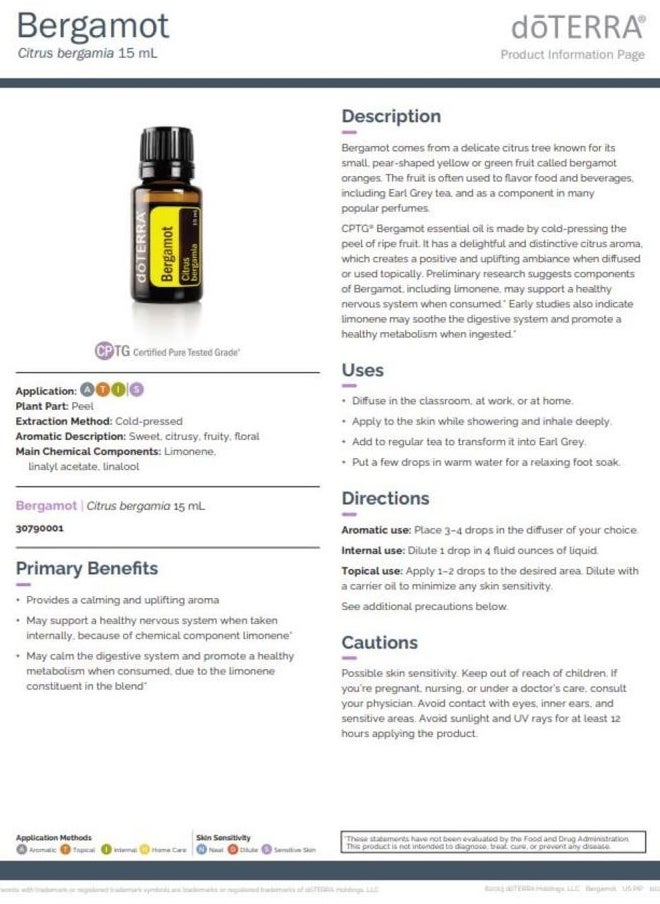 Bergamot Essential Oil - 15 mL