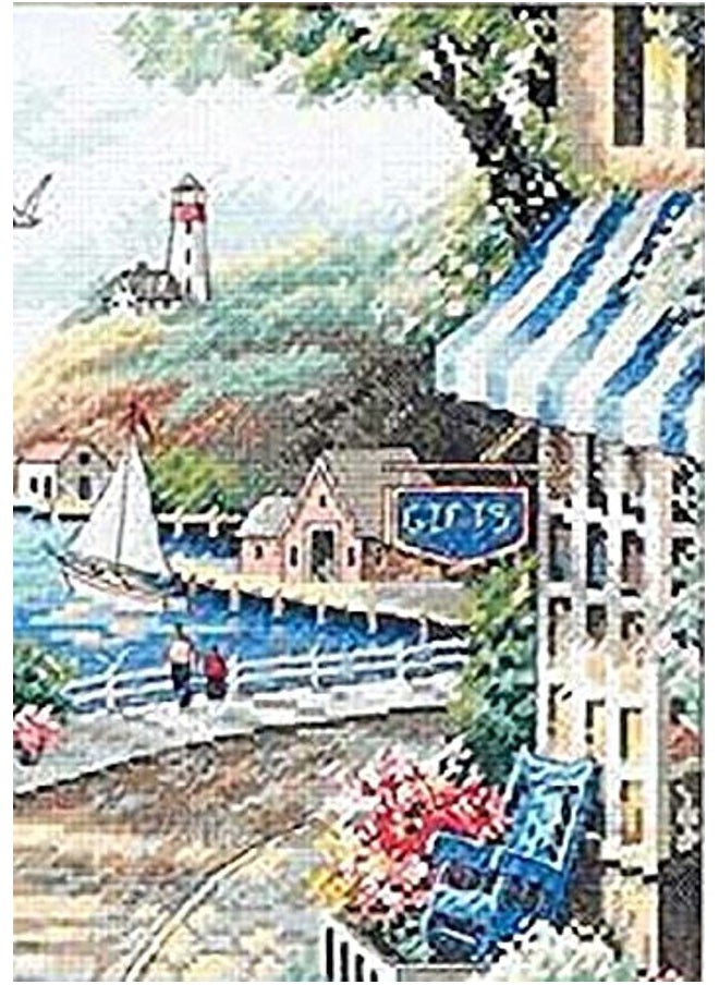 'Café by The Sea' Counted Cross Stitch Kit, 14 Count White Aida, 14