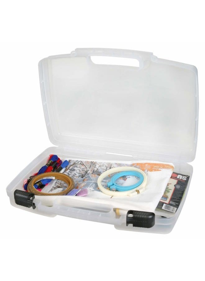 8017AB 17 inch Quick View Carrying Case, Portable Art & Craft Organizer with Handle, [1] Plastic Storage Case, Translucent