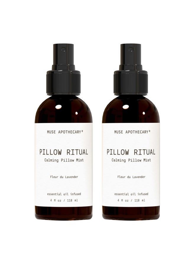 Pillow Ritual - Aromatic, Calming and Relaxing Pillow Mist, Linen and Fabric Spray - Infused with Natural Aromatherapy Essential Oils - 4 oz, Fleur du Lavender, 2 Pack