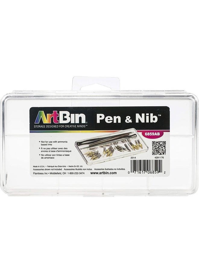 6859AB Pen and Nib Box, Art & Calligraphy Organizer, [1] Plastic Storage Box, Clear