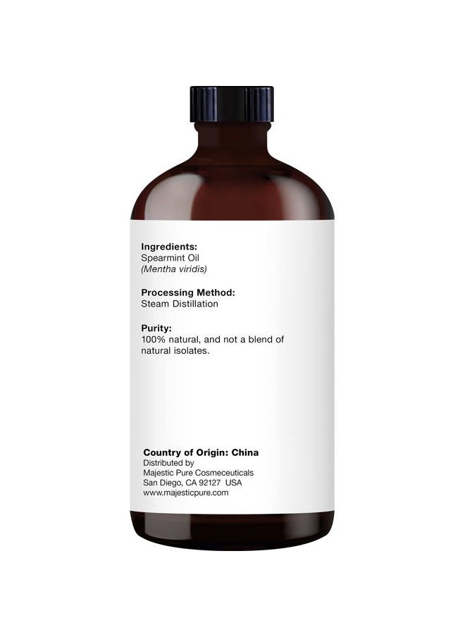 MAJESTIC PURE Spearmint Essential Oil | 100% Pure and Natural Spearmint Oil | Premium Grade Essential Oils for Hair Care, Home Diffusers, Skin, Aromatherapy, Massage and Humidifiers | 4 Fl Oz