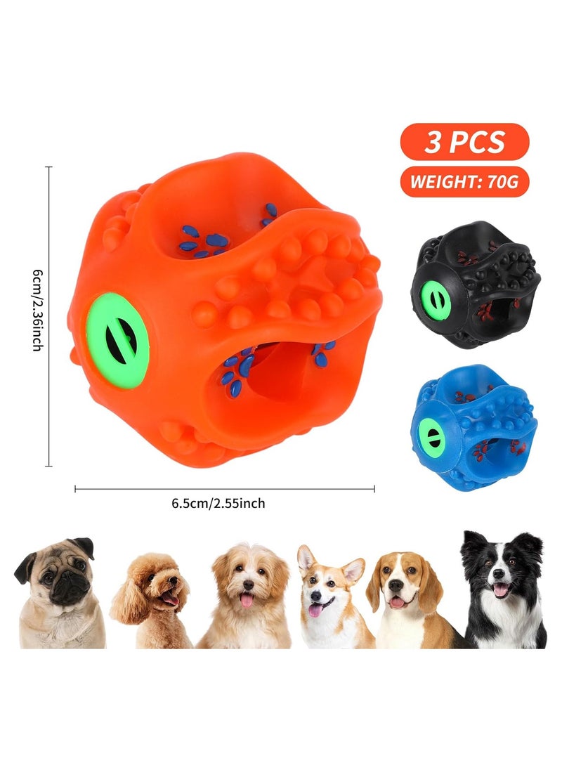 3Pcs Dog Balls with Sound Giggle Ball for Small, Medium Dogs Interactive Dog Toy Ball Dogs Bouncy Fetch Ball for Boredom Rubber Squeaky Balls Puppy Teeth Cleaning Ball for Pet Fetch Chew Ball Toys