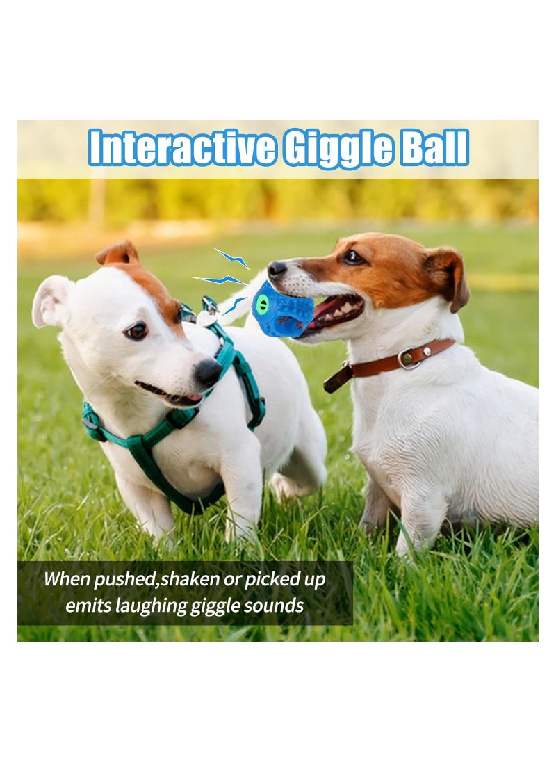 3Pcs Dog Balls with Sound Giggle Ball for Small, Medium Dogs Interactive Dog Toy Ball Dogs Bouncy Fetch Ball for Boredom Rubber Squeaky Balls Puppy Teeth Cleaning Ball for Pet Fetch Chew Ball Toys