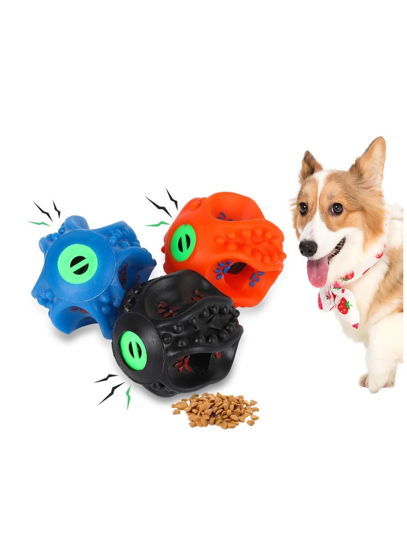 3Pcs Dog Balls with Sound Giggle Ball for Small, Medium Dogs Interactive Dog Toy Ball Dogs Bouncy Fetch Ball for Boredom Rubber Squeaky Balls Puppy Teeth Cleaning Ball for Pet Fetch Chew Ball Toys