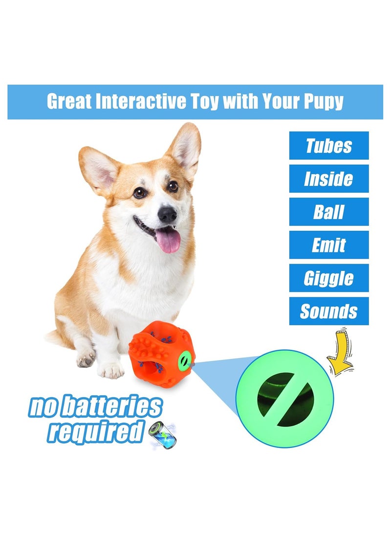 3Pcs Dog Balls with Sound Giggle Ball for Small, Medium Dogs Interactive Dog Toy Ball Dogs Bouncy Fetch Ball for Boredom Rubber Squeaky Balls Puppy Teeth Cleaning Ball for Pet Fetch Chew Ball Toys