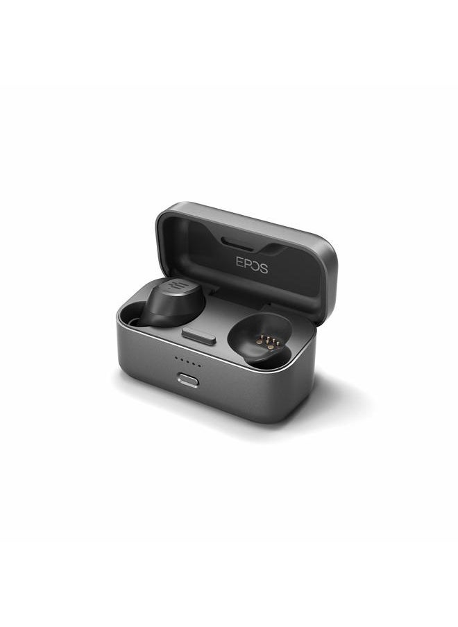 GTW 270 Wireless Gaming Earbuds, Bluetooth, Noise Reducing Closed Design, Dual Mics, Ergonomic Fit, IPX 5 Water Resistant, Portable Charging Case, 20 Hours of Playtime,Black/Silver/Grey