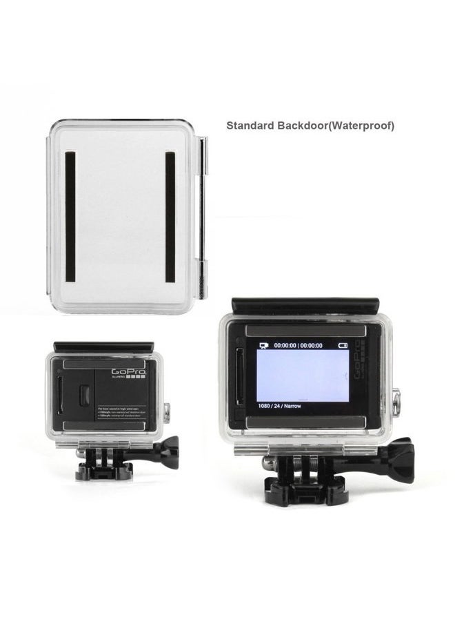Backdoor Case Cover Kit for GoPro Hero 3+ Hero 4 Standard Waterproof Housing Case (Standard Backdoor + Skeleton Backdoor + LCD Touch Backdoor) - Standard Size Backdoor
