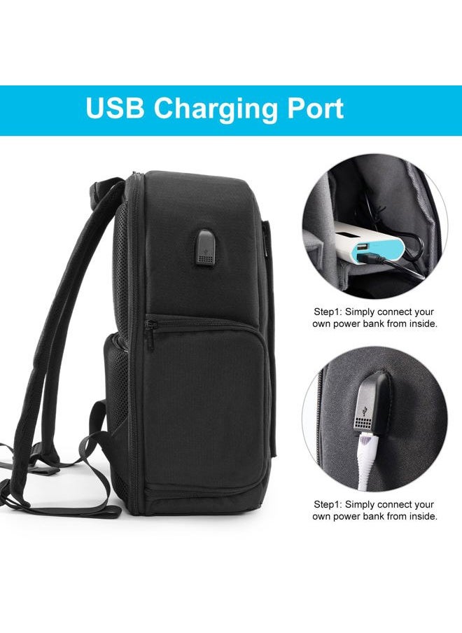 Camera Backpack Bag for DSLR/SLR Mirrorless Camera Waterproof with 15.6 inch Laptop Compartment, USB Charging Port, Tripod Holder, Rain Cover, Camera Case Compatible for Sony Canon Nikon Black L
