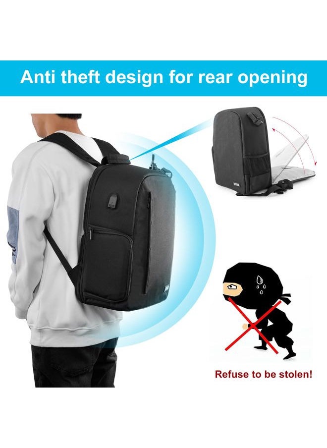 Camera Backpack Bag for DSLR/SLR Mirrorless Camera Waterproof with 15.6 inch Laptop Compartment, USB Charging Port, Tripod Holder, Rain Cover, Camera Case Compatible for Sony Canon Nikon Black L