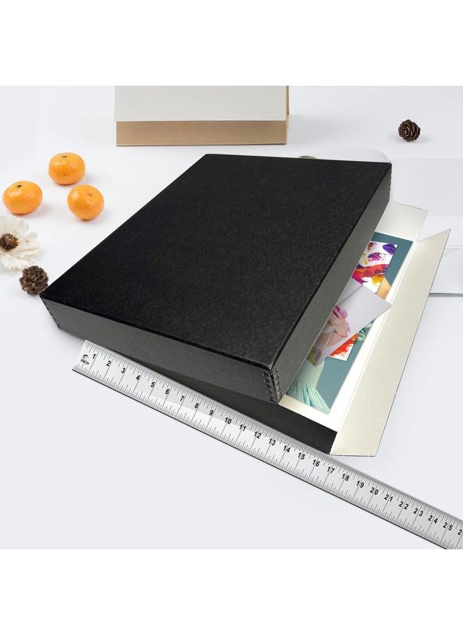 Museum Archival Storage Box, 16.75x20.75x3 in. Drop Front Design. Acid-Free with Metal Edge. Organize Photos, Pictures, Prints, Documents, Crafts, DIY. Black, 1 Pack