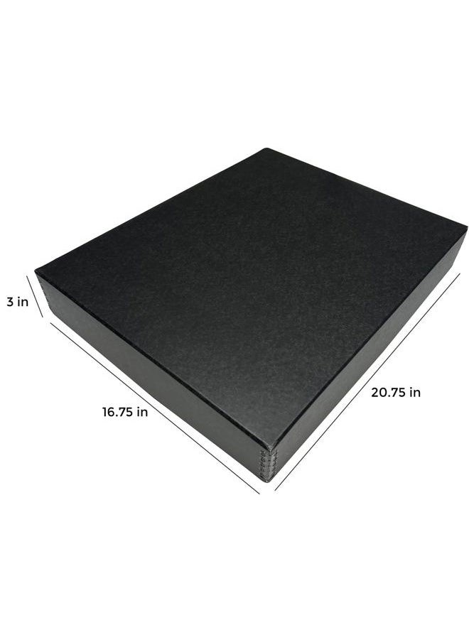 Museum Archival Storage Box, 16.75x20.75x3 in. Drop Front Design. Acid-Free with Metal Edge. Organize Photos, Pictures, Prints, Documents, Crafts, DIY. Black, 1 Pack