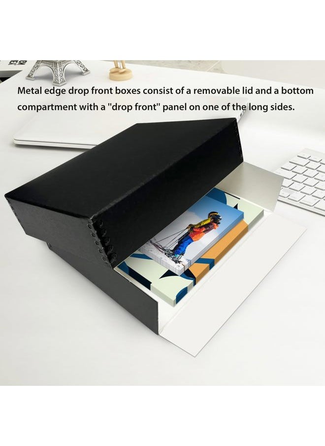 Museum Archival Storage Box, 16.75x20.75x3 in. Drop Front Design. Acid-Free with Metal Edge. Organize Photos, Pictures, Prints, Documents, Crafts, DIY. Black, 1 Pack