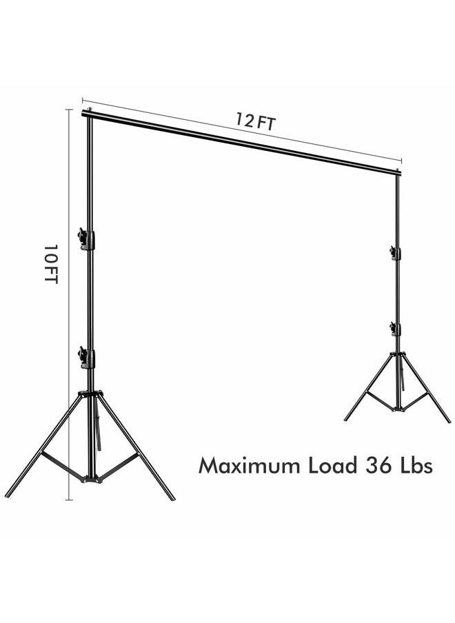 Photo Video Studio 12ft (W) x 10ft (H) Heavy Duty Adjustable Photography Backdrop Stand Background Support System Kit with Carry Bag