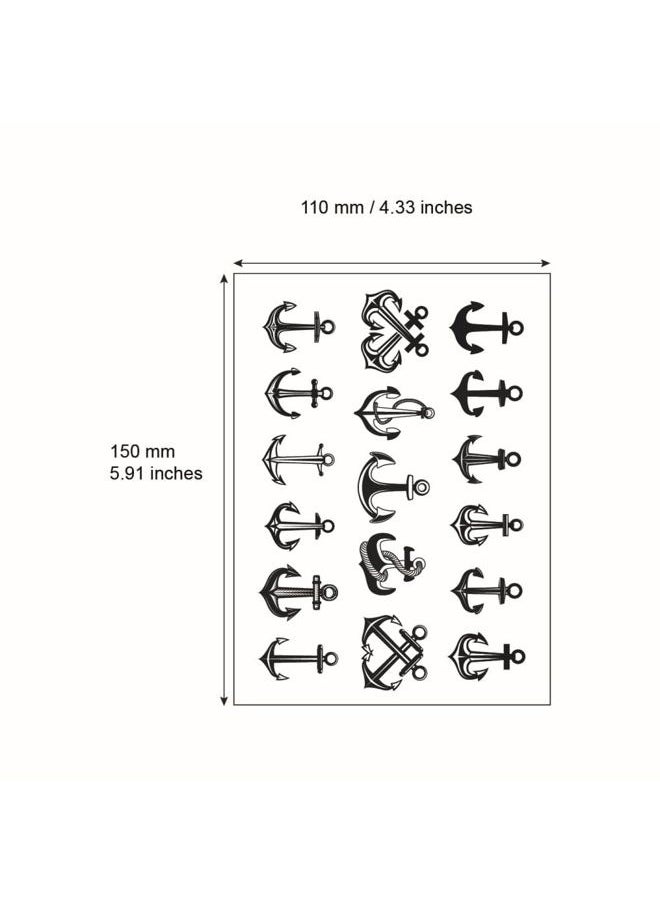 Anchor Ship Temporary Tattoo Sticker Waterproof Adult Men Women Hand Arm Shoulder 15X11cm Set of 2 (SF6106)
