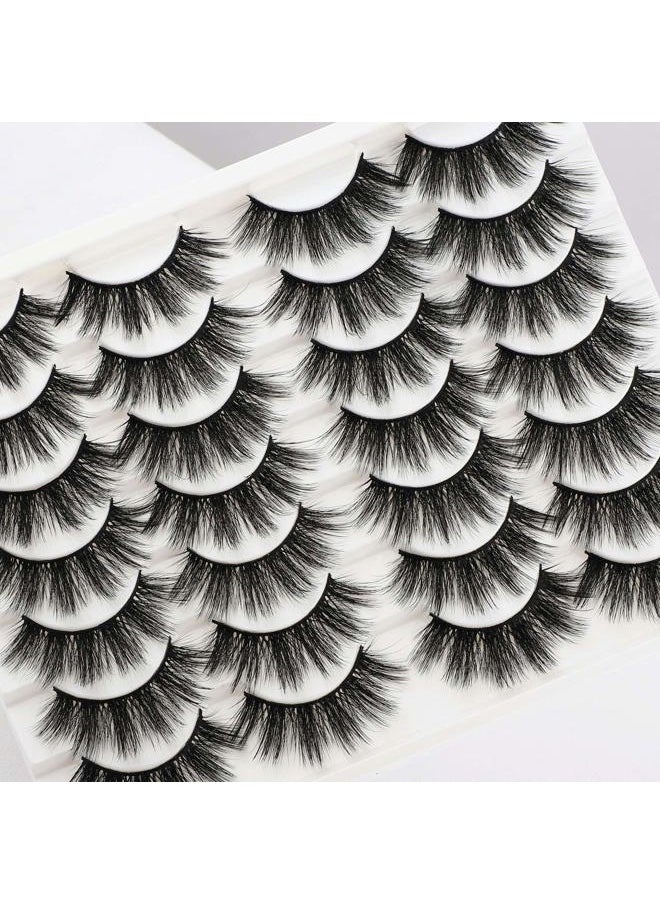 Lashes False Eyelashes Dramatic 20MM Faux Mink Lashes Pack 14 Pairs Wispy Long Thick Fluffy Strip Eye Lashes Multipack