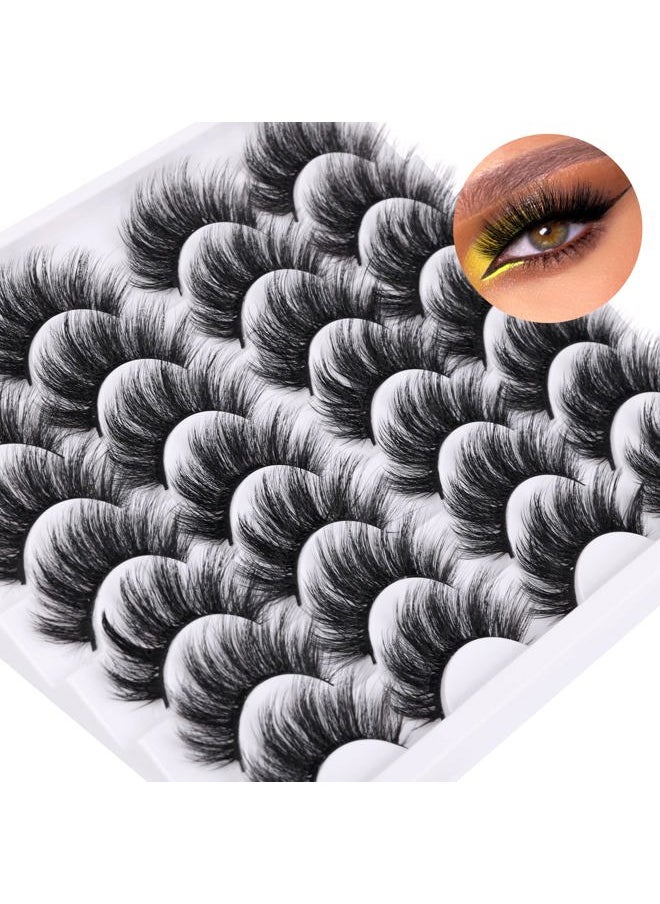 Lashes False Eyelashes Dramatic 20MM Faux Mink Lashes Pack 14 Pairs Wispy Long Thick Fluffy Strip Eye Lashes Multipack
