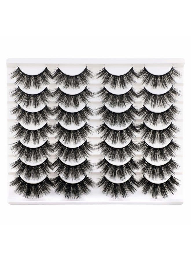 Lashes False Eyelashes Dramatic 20MM Faux Mink Lashes Pack 14 Pairs Wispy Long Thick Fluffy Strip Eye Lashes Multipack