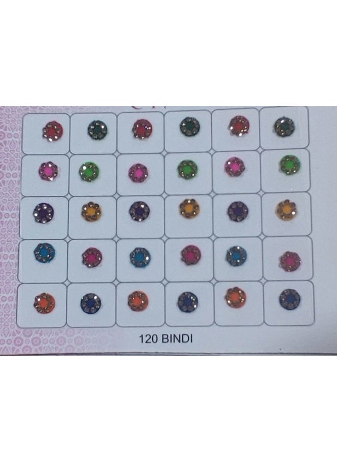 Women Fashion Premium Spiral Book 120 Round bindis | Multicolored | Red | Black | Maroon | Bindi with Crystals - Bridal Forehead Decor / Belly Decor / Stickers for crafts / Temporary Tattoo / Body Art
