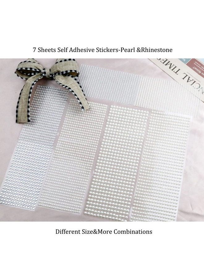 4368 PCS Self Adhesive White Pearl Face Temporary Tattoo Clear Rhinestones, Flat Back Bling Gems Jewels Stickers for Makeup Face Eye Hair, Pear&Transparent Rhinestones
