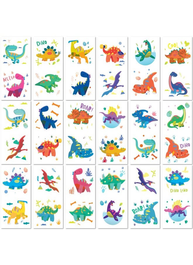 Party Dinosaurs 36 Temporary Fake Tattoo Set, 18 Individually Wrapped Sheets | Kids Girls & Boys Birthday Party Favor Gift Reward, Non-Toxic Safe Removable