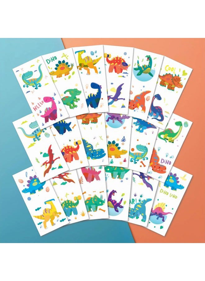 Party Dinosaurs 36 Temporary Fake Tattoo Set, 18 Individually Wrapped Sheets | Kids Girls & Boys Birthday Party Favor Gift Reward, Non-Toxic Safe Removable