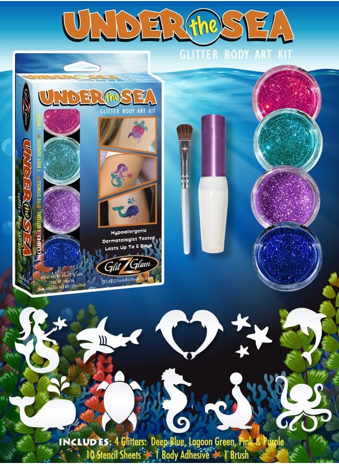 Under the Sea Glitter Tattoo Kit - Temporary Tattoos & Body Art Multicolor