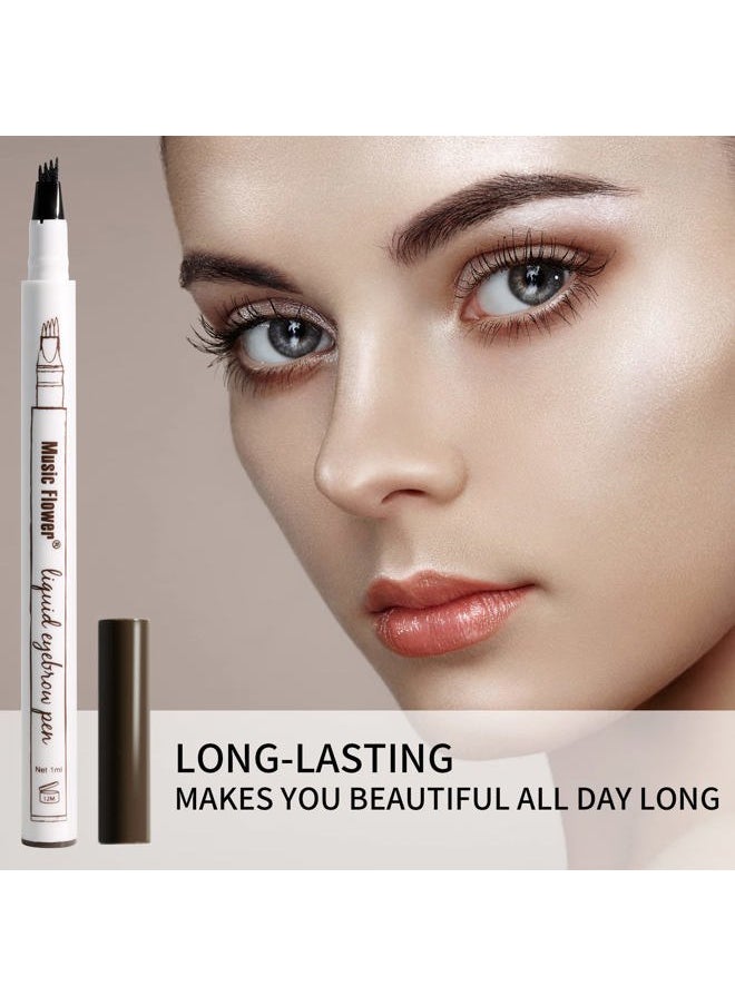 Eyebrow Pencil, Liquid Eyebrow pen, Waterproof Brow Pen with Micro-Fork Tip, Fine Sketch Long Lasting Smudgeproof Microblading Pen - Chestnut