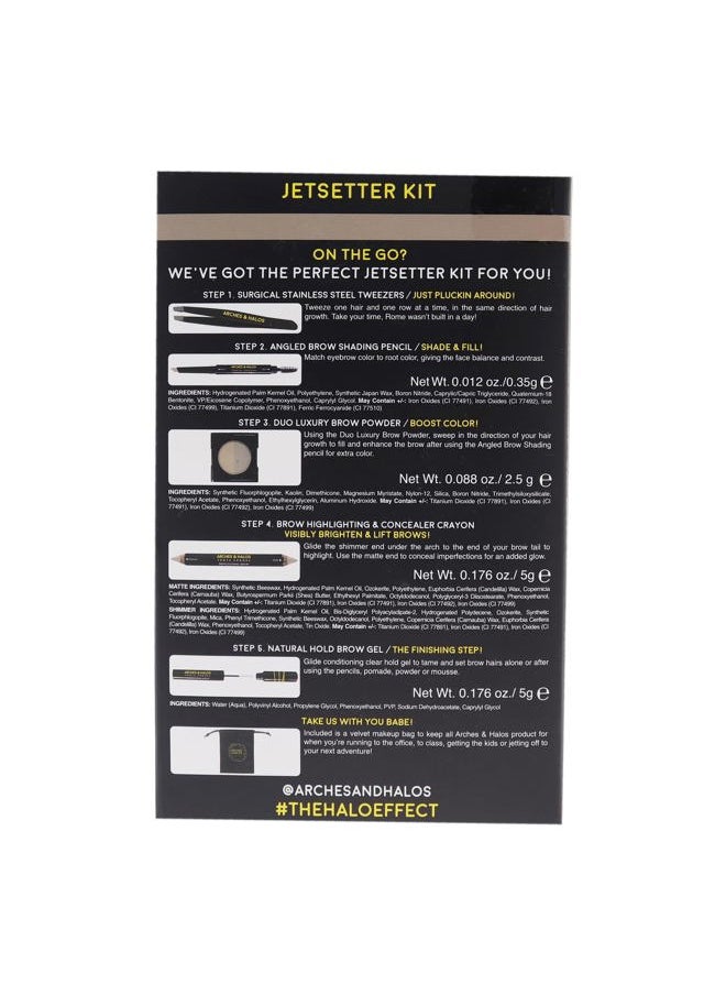 Jetsetter Kit - Travel Size Kit for Flawless Brow Shaping and Grooming On the Go - Includes Five Essential Eyebrow Care Tools - Professional Grade Formulas and Design - Light - 1 pc