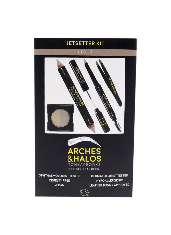 Jetsetter Kit - Travel Size Kit for Flawless Brow Shaping and Grooming On the Go - Includes Five Essential Eyebrow Care Tools - Professional Grade Formulas and Design - Light - 1 pc