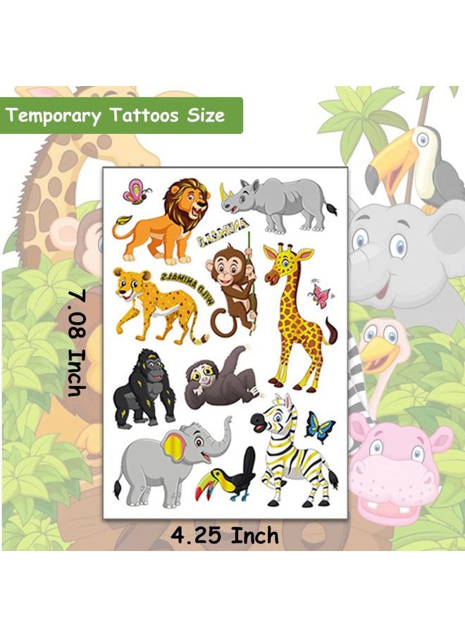 Glitter Animal Temporary Tattoos for Kids - 50 Styles Zoo Jungle Animal Fake Tattoos for Boys Girls Birthday Party Supplies, Baby Shower