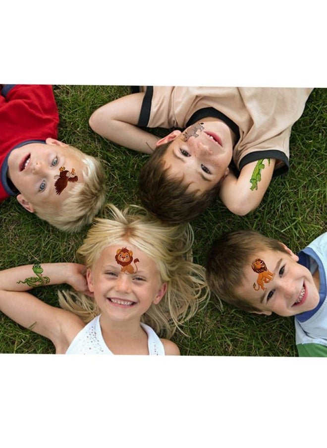 Glitter Animal Temporary Tattoos for Kids - 50 Styles Zoo Jungle Animal Fake Tattoos for Boys Girls Birthday Party Supplies, Baby Shower