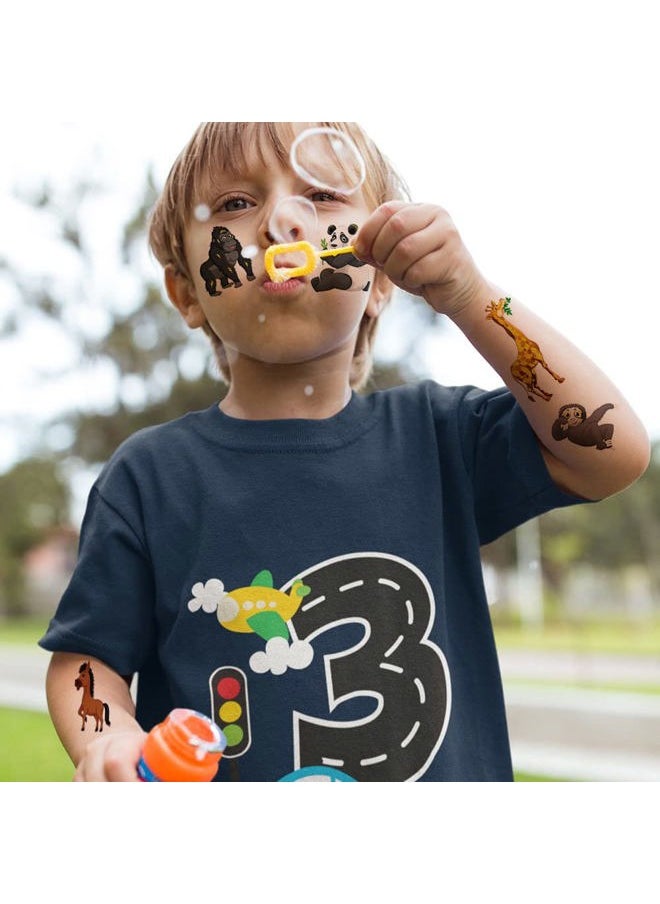 Glitter Animal Temporary Tattoos for Kids - 50 Styles Zoo Jungle Animal Fake Tattoos for Boys Girls Birthday Party Supplies, Baby Shower