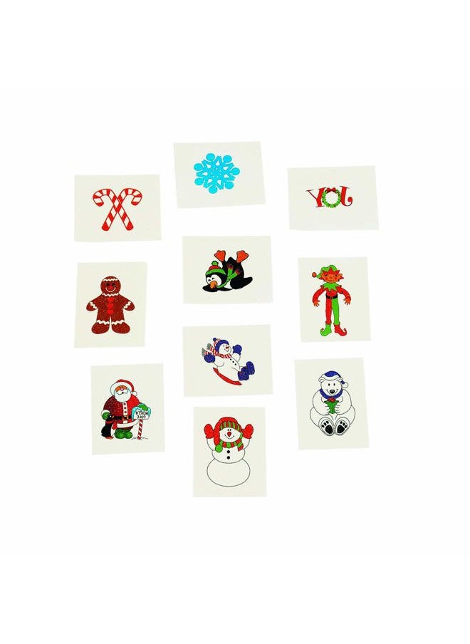 Christmas Holiday Glitter Temporary Tattoos For Kids (72 Pieces) Holiday Favors and Giveaways, Stocking Stuffers