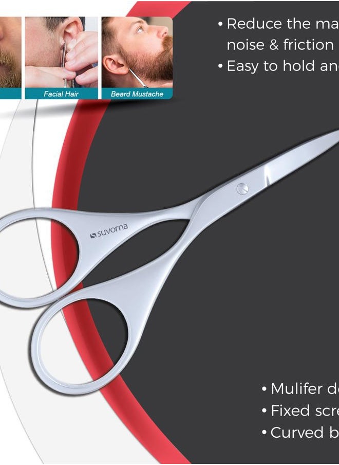 Ador Eyebrow Trimming Scissors - Small Scissors for Beard, Mustache, Facial, EyeLash, Nose & Ear Hair - Curved Scissors for Men & Women, Grooming Scissors for Barber and Professional
