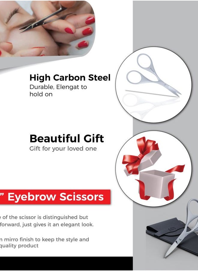 Ador Eyebrow Trimming Scissors - Small Scissors for Beard, Mustache, Facial, EyeLash, Nose & Ear Hair - Curved Scissors for Men & Women, Grooming Scissors for Barber and Professional