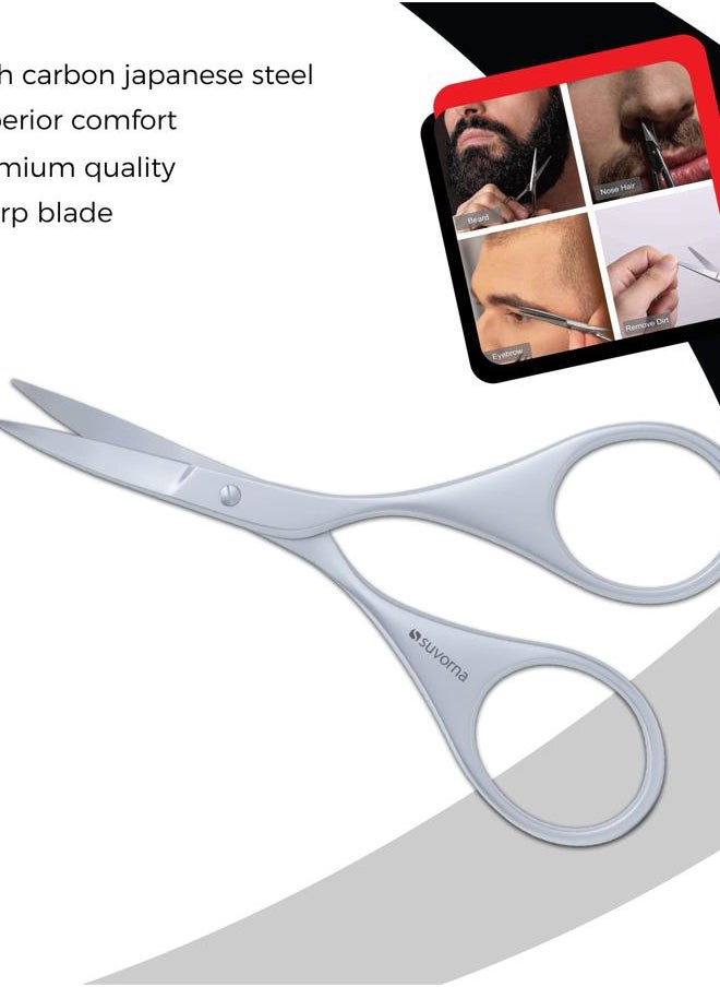 Ador Eyebrow Trimming Scissors - Small Scissors for Beard, Mustache, Facial, EyeLash, Nose & Ear Hair - Curved Scissors for Men & Women, Grooming Scissors for Barber and Professional
