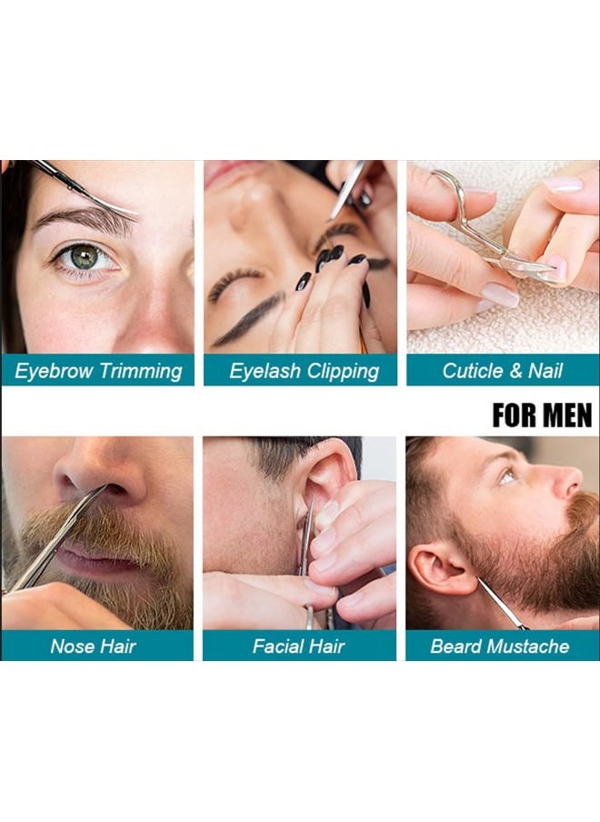 Ador Eyebrow Trimming Scissors - Small Scissors for Beard, Mustache, Facial, EyeLash, Nose & Ear Hair - Curved Scissors for Men & Women, Grooming Scissors for Barber and Professional