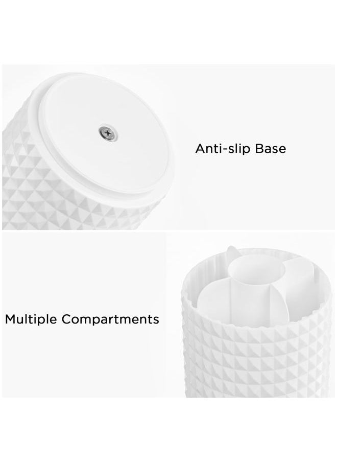 Makeup Brush Holder with Lid 360 Rotating Makeup Brush Organizer with Cover Cosmetic Organizer Dustproof Makeup Brushes Container Spinning Brush Holder for Vanity and Bathroom, Diamond