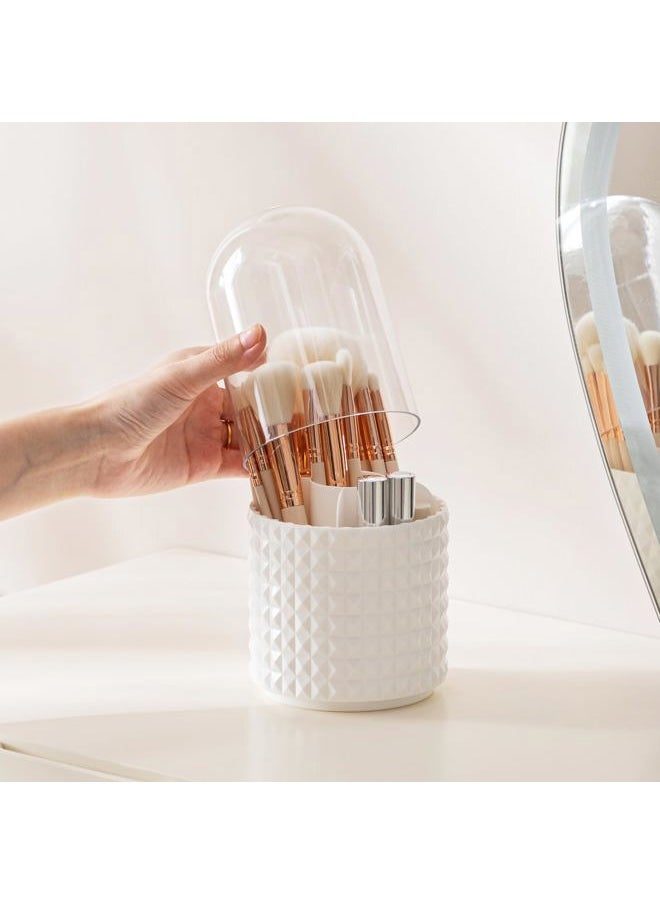 Makeup Brush Holder with Lid 360 Rotating Makeup Brush Organizer with Cover Cosmetic Organizer Dustproof Makeup Brushes Container Spinning Brush Holder for Vanity and Bathroom, Diamond