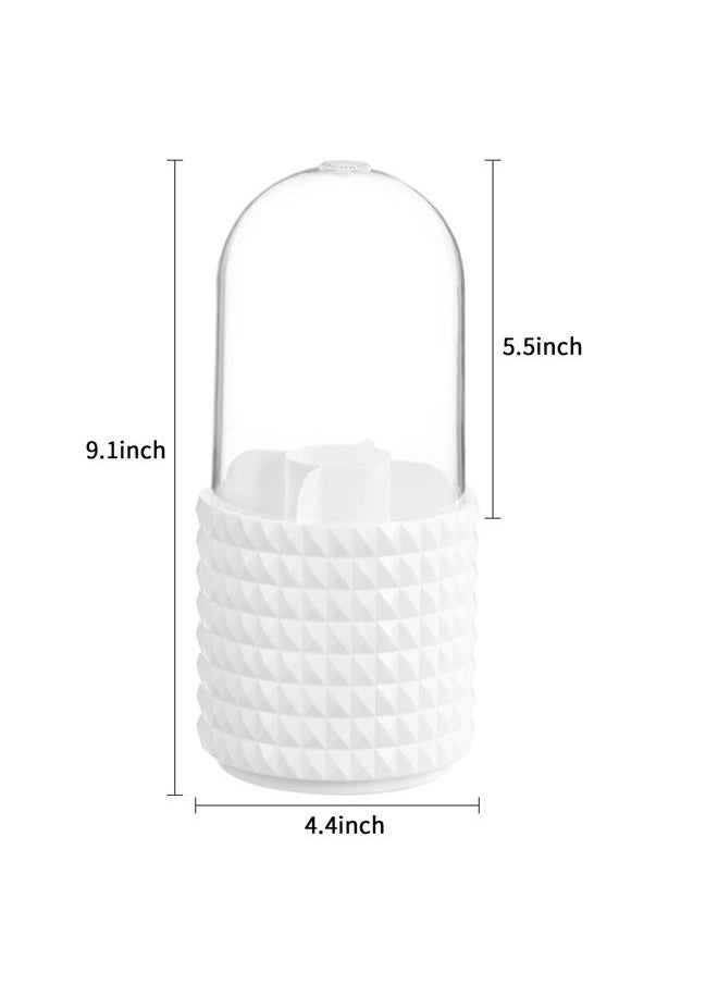 Makeup Brush Holder with Lid 360 Rotating Makeup Brush Organizer with Cover Cosmetic Organizer Dustproof Makeup Brushes Container Spinning Brush Holder for Vanity and Bathroom, Diamond