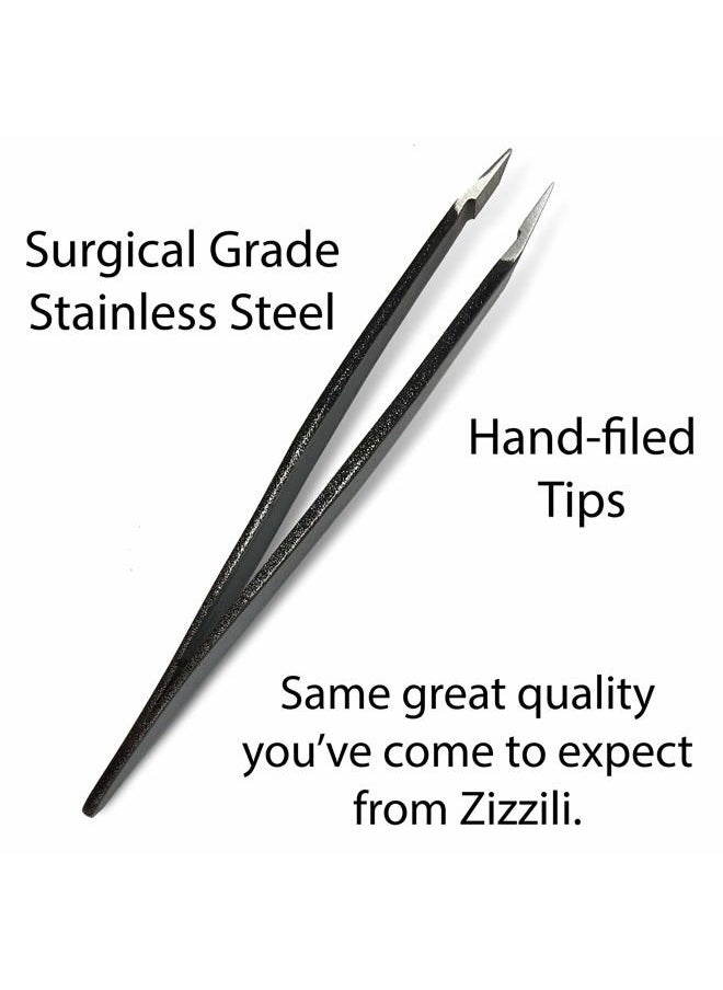 Mini Slant Tweezers - Best Tweezers for Eyebrow, Facial Hair Removal and your Precision Needs (Midnight Ombre)