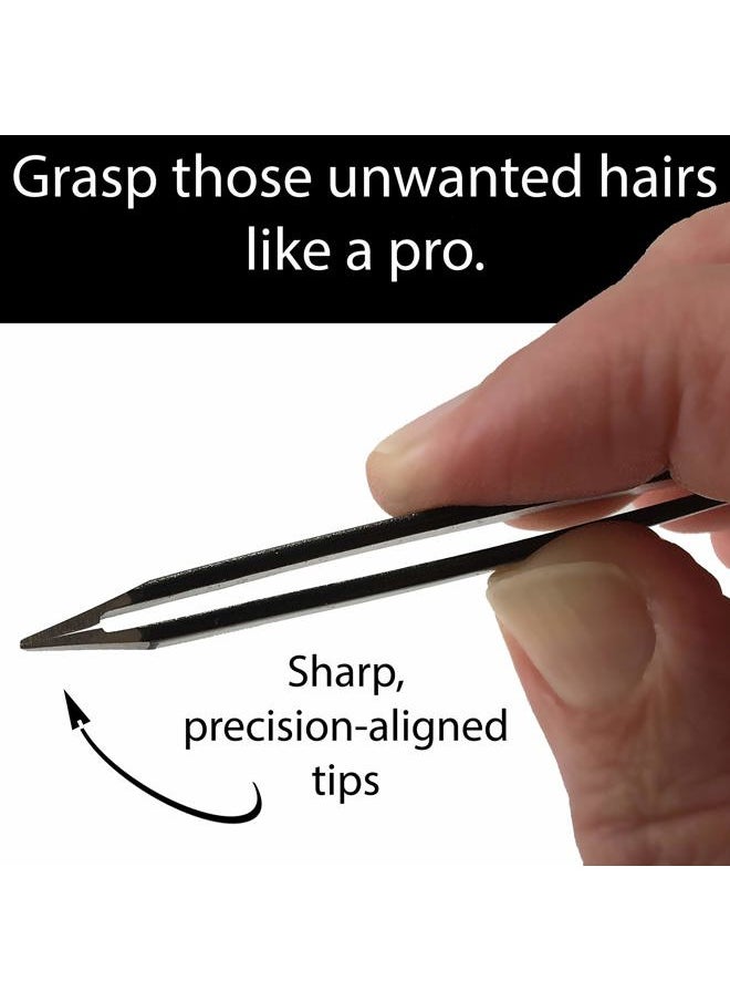 Mini Slant Tweezers - Best Tweezers for Eyebrow, Facial Hair Removal and your Precision Needs (Midnight Ombre)