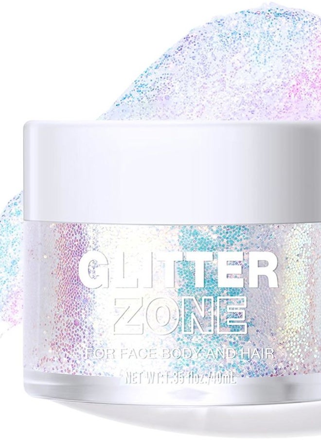 Holographic Body Glitter Gel 4 Colors Long Lasting Chunky Glitter Gel Color Changing Glitter Gel Under Light for Body Face Hair Makeup (Colors L02)