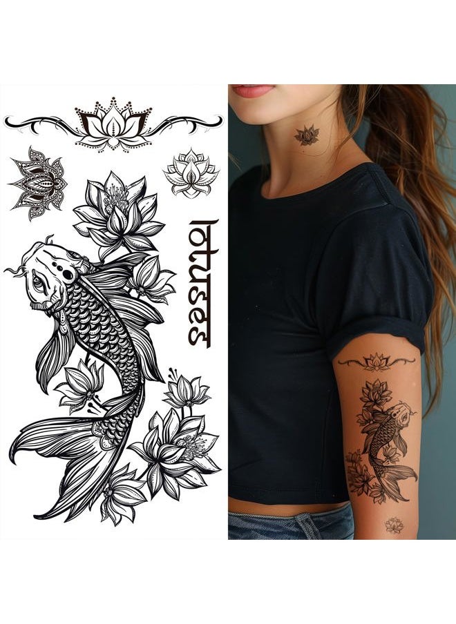 ® Temporary Tattoos - Fish & Lotus (Set of 2)