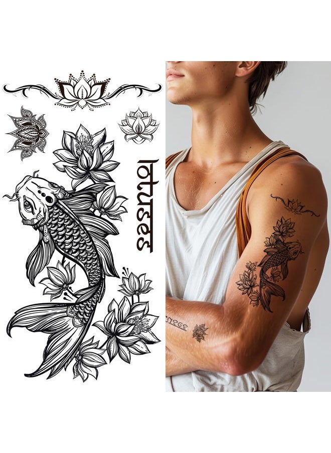 ® Temporary Tattoos - Fish & Lotus (Set of 2)